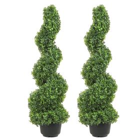 2 pcs. Artificial Boxwood Tower Topiary Spiral Artificial Plant 91cm high Decorative Plant Green Plastic PE Iron Topiary Plants incl. 10 pcs. Rep