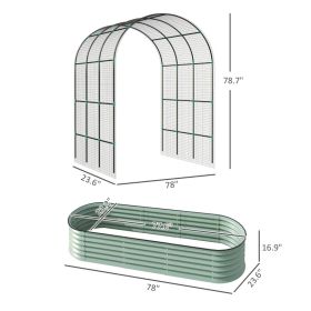 Raised Garden Beds Set With Arch Trellis, Climbing Net, Galvanized Planter Box For Climbing Vegetables Multiple Packages Shipped. Please Pay Atte (Option: Green)