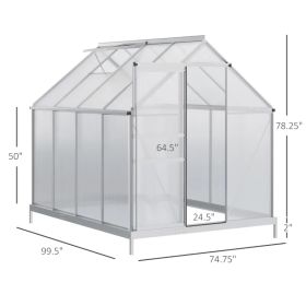 Aluminum Outdoor Greenhouse, Polycarbonate Walk-in Garden Greenhouse Kit With Adjustable Roof Vent, Multiple Packages Shipped. Please Pay Attenti (Option: Silver Clear)