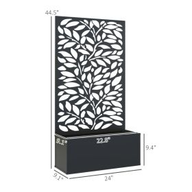 Metal Garden Bed with Trellis for Climbing Plants, Freestanding or Wall Mounted Flower Bed for Garden, Patio, Balcony (Option: Black)