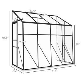 Walk-in Polycarbonate Greenhouse, Lean-to Aluminum Green House With Rain Gutter And Foundation, BlackMultiple Packages Shipped. Please Pay Attent (Option: Black Clear)