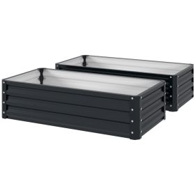 Galvanized Raised Garden Bed, 4' x 2' x 1' Metal Planter Box, for Growing Vegetables, Flowers, Herbs, Succulents, Gray (Option: Gray-720x350x60 mm)